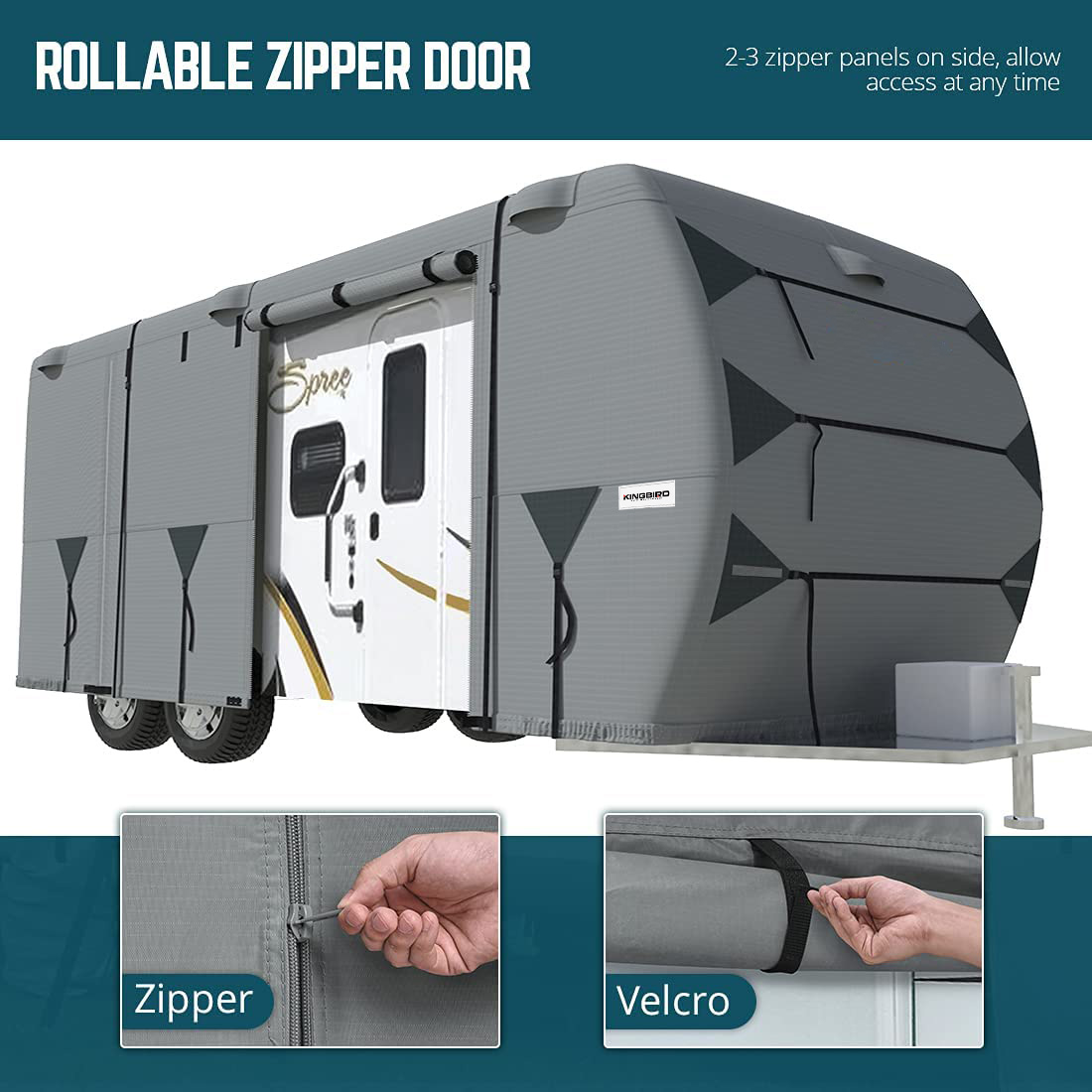 thumbnail image 2 of WBLKAMAO Truck Camper Cover 210D Oxford Cloth Camper Cover 2 of 11